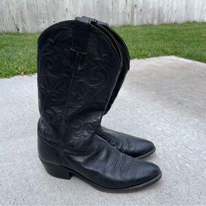 Mens black leather cowboy boots